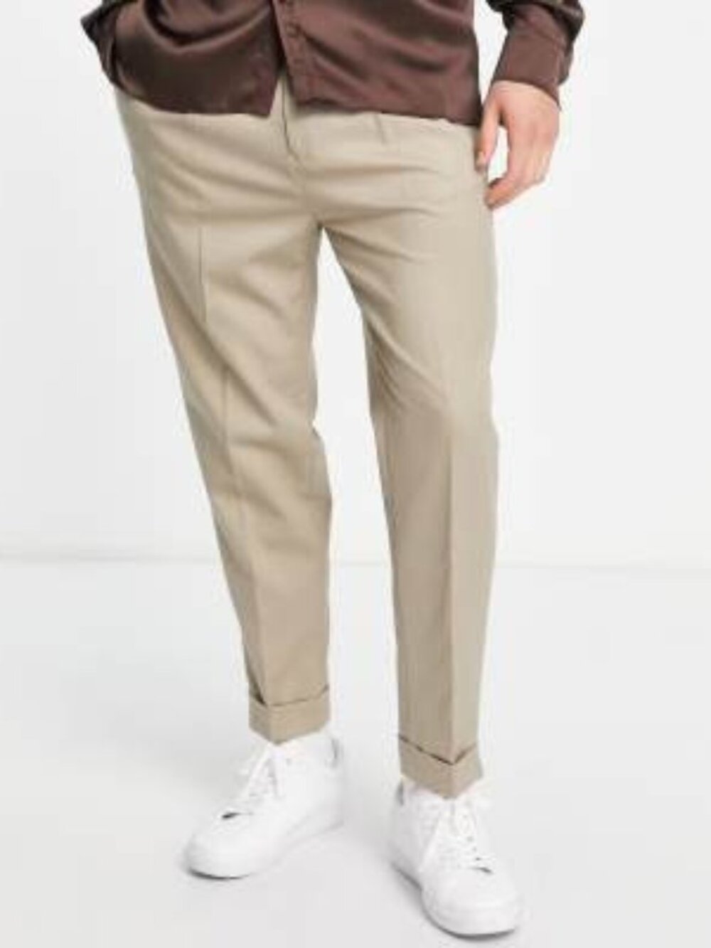 ASOS DESIGN tapered twill smart pants in camel